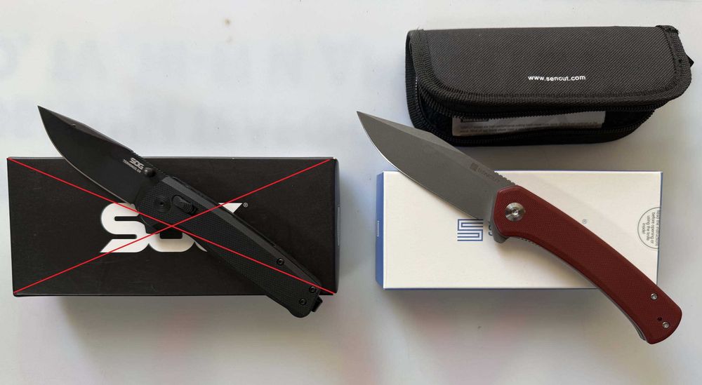 сгъваеми ножове SOG Terminus XR Black и SENCUT Snap Burgundy