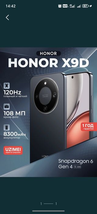 Honor x9d 8/256 gb sotiladi