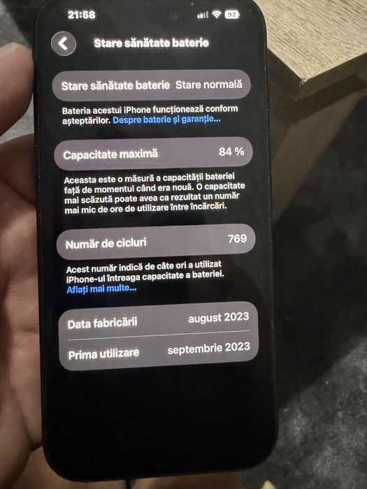 Iphone 15 negru 128 gb
