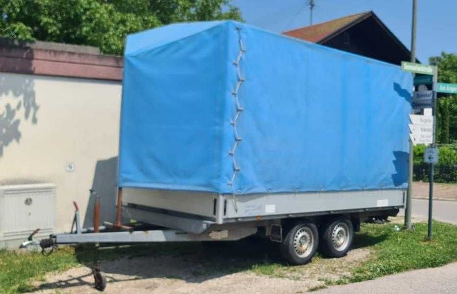 Vand remorca cu prelata pe 2 axe, 2500 KG,635Kg goala