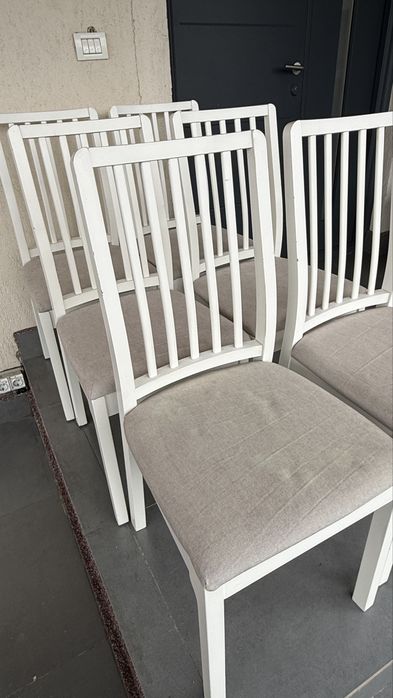 Set 6 scaune bucătărie IKEA – lemn masiv + tapițerie