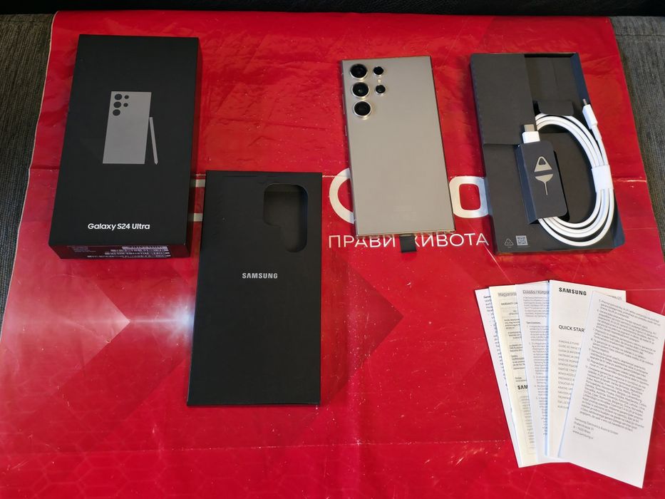 КАТО НОВ 512GB Samsung S24 Ultra Технополис Гаранция 2026 Gray | Сив