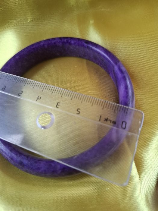 Brățară agat mov interior 6.5 cm latime 1 cm și inel reglabil cristal