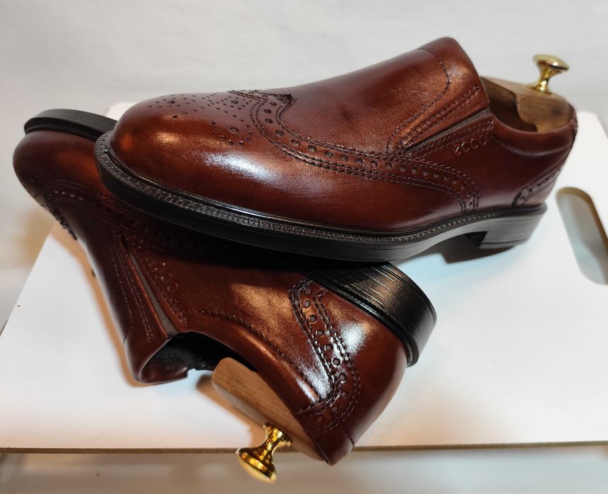Pantofi loafer 40.5 41 brogue de lux ECCO piele naturala moale