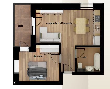 Apartament cu 1 camera Bloc nou | Etaj 1 44 mp utili Compartimentare e — fotografia 3
