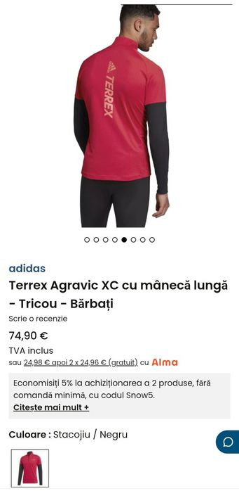 Bluza funcțională ADIDAS Terrex Agravic XC cu mânecă lungă, Nr. S