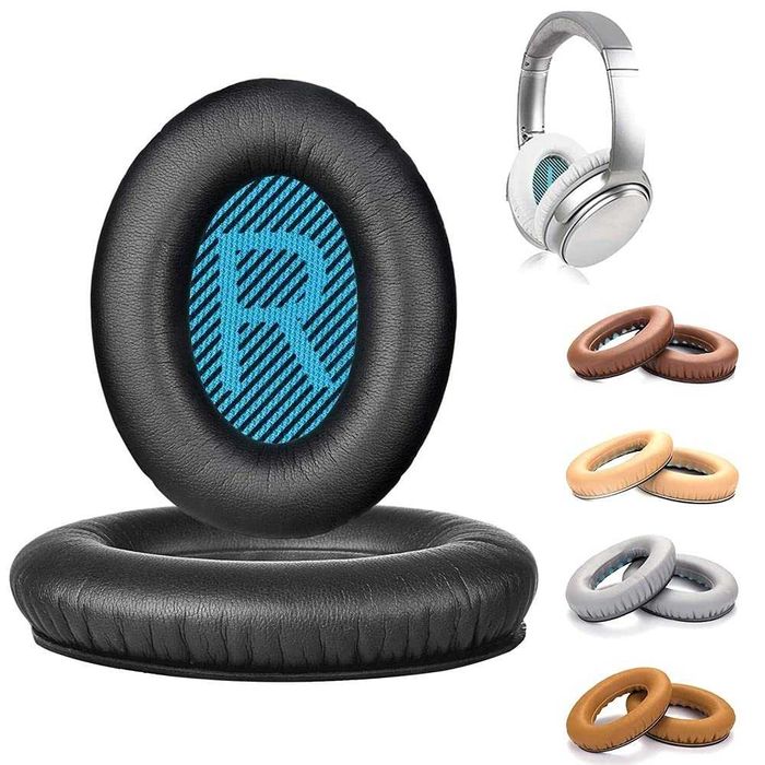 Set 2 bureti pentru casti Bose QuietComfort 25, 15 / QC25 / QC15 / QC2 / AE2 / AE2i / AE2w, SoundTrue 1/2, SoundLink 1/2, Over-Ear - Spuma cu memorie