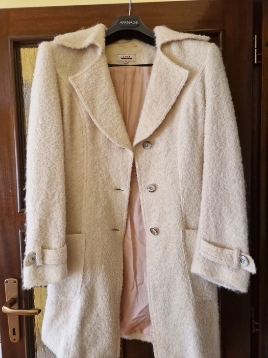 Palton crem lana