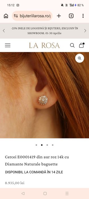 Cercei diamante 14k