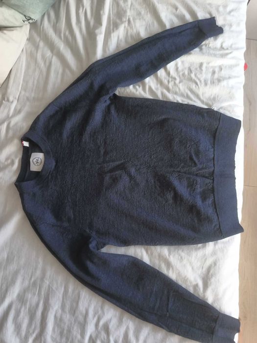 Kronstadt Men's Navy Blue 100% Merino Wool Knit Long Sleeve