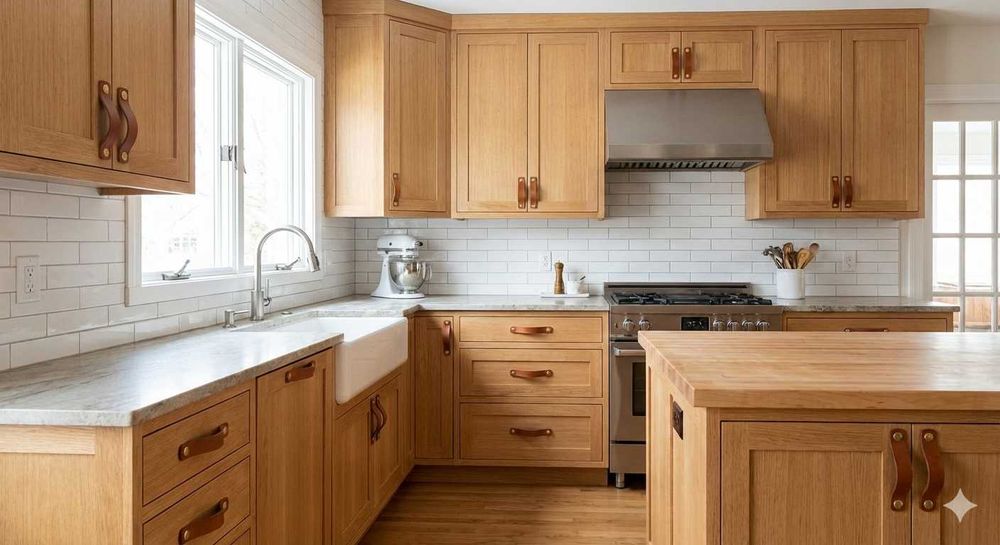 Maner din piele naturala pentru mobilier si ornament metalic