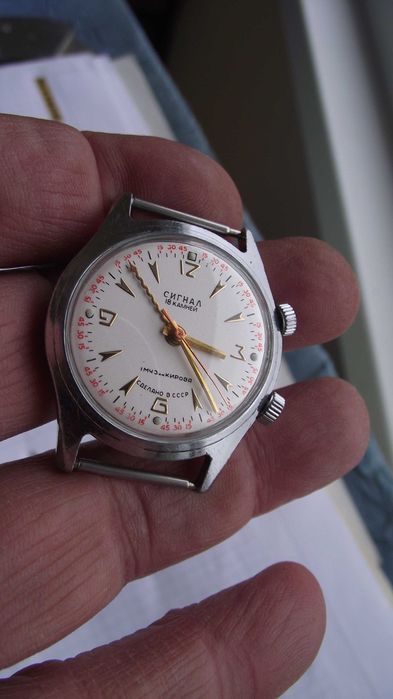 ЧАСОВНИК/Poljot СИГНАЛ-аларма/18к.мех-2612.1-стоманена каса-Рядък-СССР