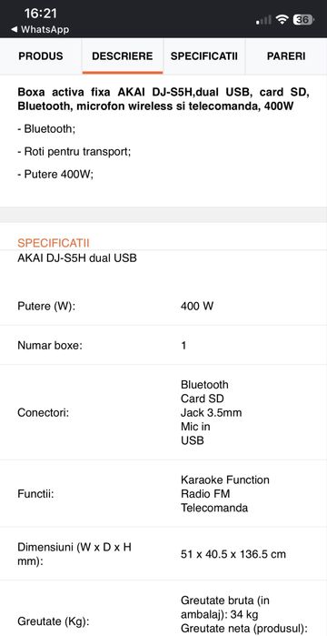 boxa akai dj-s5h