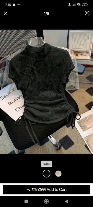 Черная футболка в китайском стиле полупрозрачная