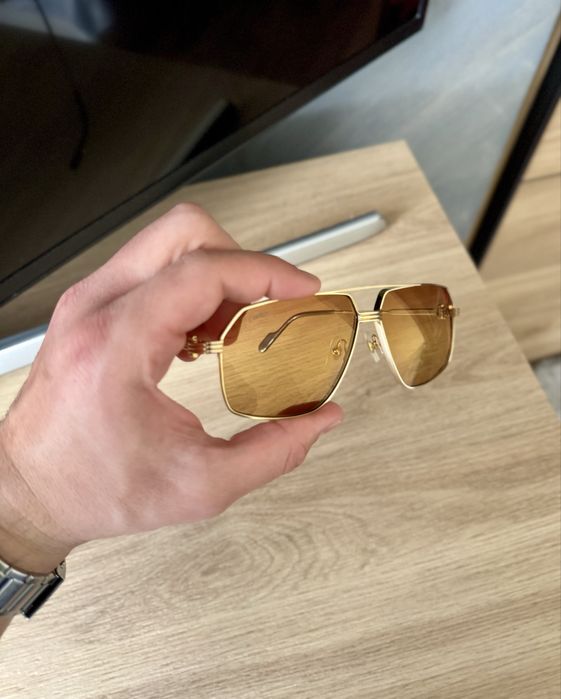 Оригинални слънчеви очила Première de Cartier / Gold & Amber