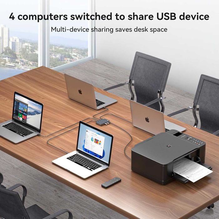 TJCXELE ​​​​USB превключвател, USB 3.0, 4 входа/4 изхода, дистанционно