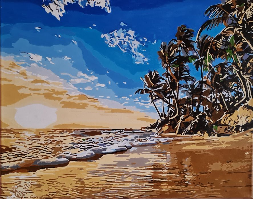 Tablouri pictate cu drag, în tehnica goblenului.