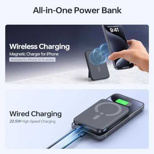 Нов Магнитна Power Bank 12000mAh за iPhone 12–17 USB-C бързо зареждане