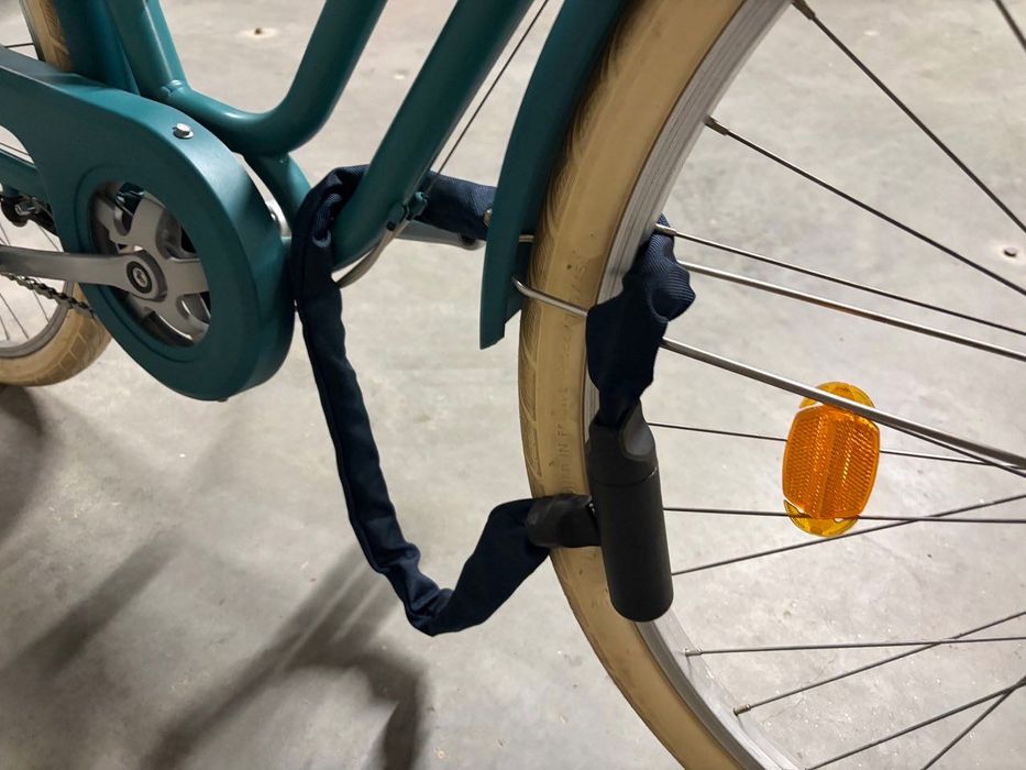 Bicicletă de oraș Elops 520, cadru jos, verde + lanț antifurt - stare perfectă