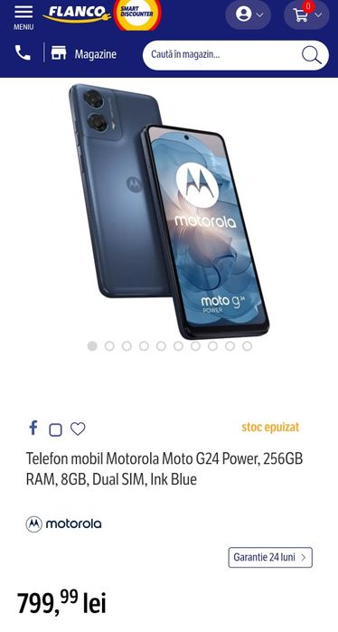 Telefon mobil Motorola Moto G24 Power, 256GB RAM, 8GB, Dual SIM, Ink Blue