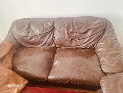 Комплект диван с два фотьойла  от естествена кожа от Великобритания