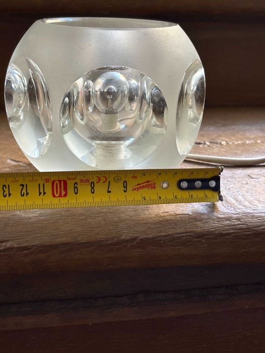 Lampa, veioza, Space Age Peill & Putzler Ice Cube din cristal greu cu eticheta originala mid century