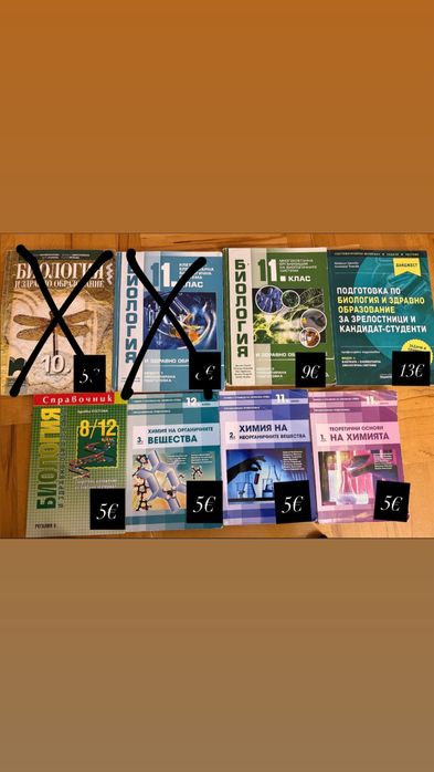 Учебници и помагала по Биология , Химия и БЕЛ