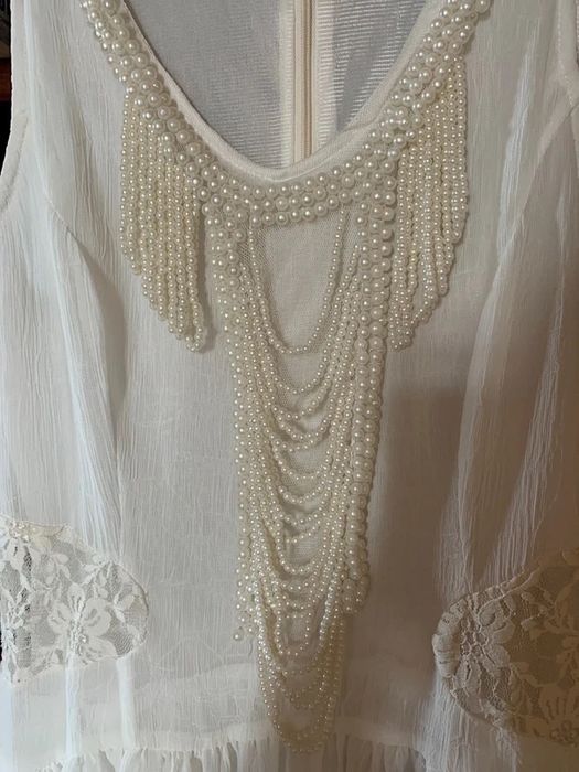 Rochie alba margele S