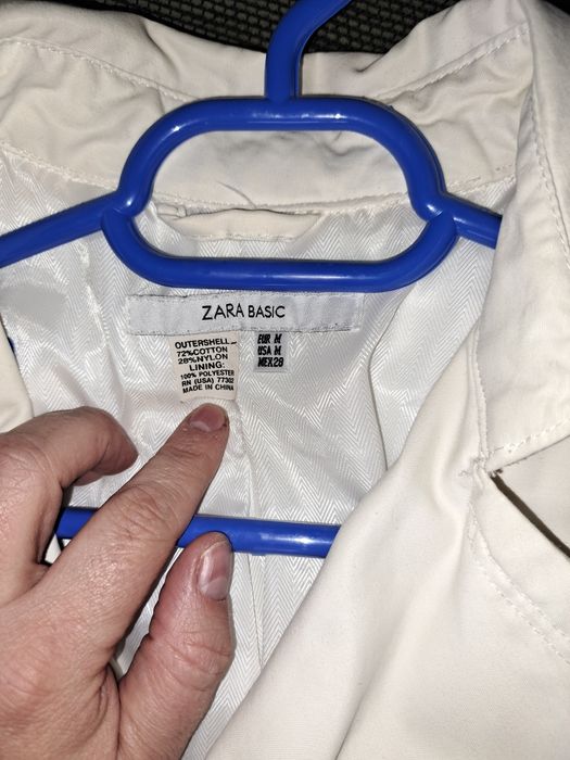 Pardesiu/palton Zara Basic alb cu cordon in talie