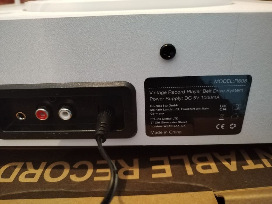 Грамофон за винилови плочи с вградени високоговорители-Бял-Промо