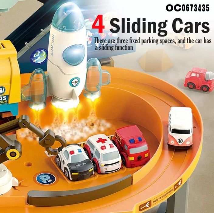 Set joaca copii circuite & parcari XXL cu lift, lumini, sunete