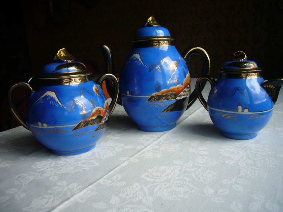 Японски чаен сервиз от 1920-те год. от ажурен порцелан ръчна изработка