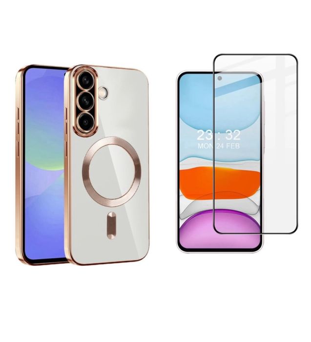 Samsung A56/A36/A16/A35/A55 Husa Mag Ring Clear si Folie Sticla AntiSt