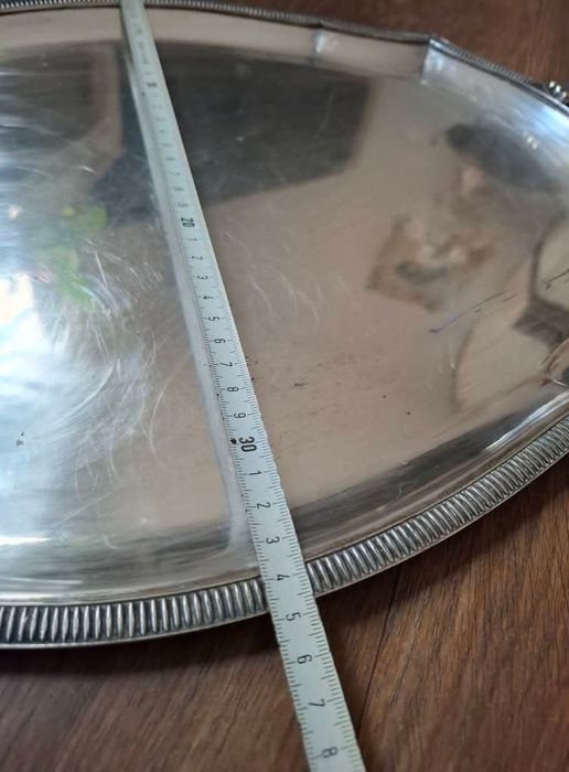 Старинен голям, посребрен поднос