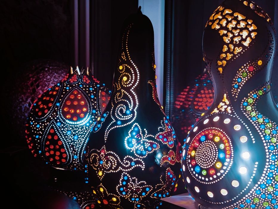 Светильники из декоративной тыквы