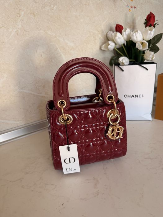 Дамска чанта Lady Dior mini cherry red
