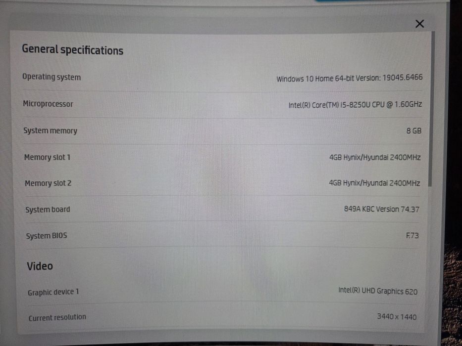 Hp intel I5 8250u