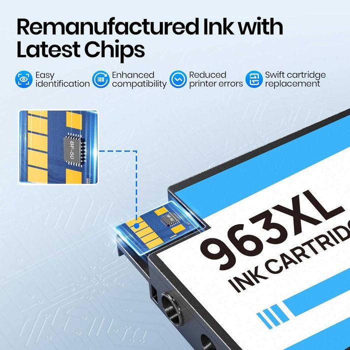 Мастилени касети Gureef 963XL за HP Officejet Pro 9010, 4 броя