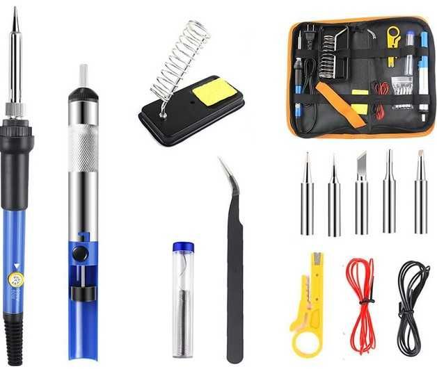 Топъл ел поялник с поставка и 6 приставки и несесер 60W