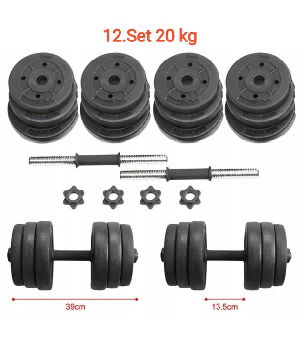 Set gantere reglabile cauciucate -20 kg