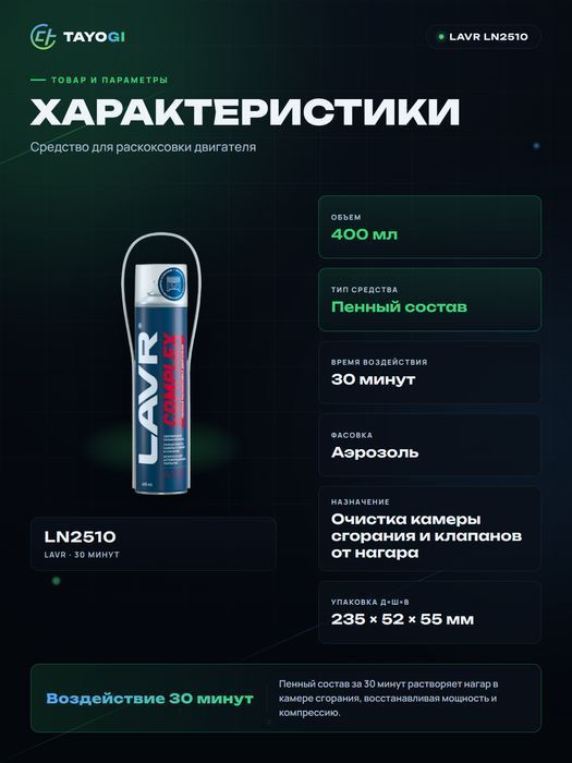 Средство для раскоксовки двигателя LAVR COMPLEX, 0,4 л