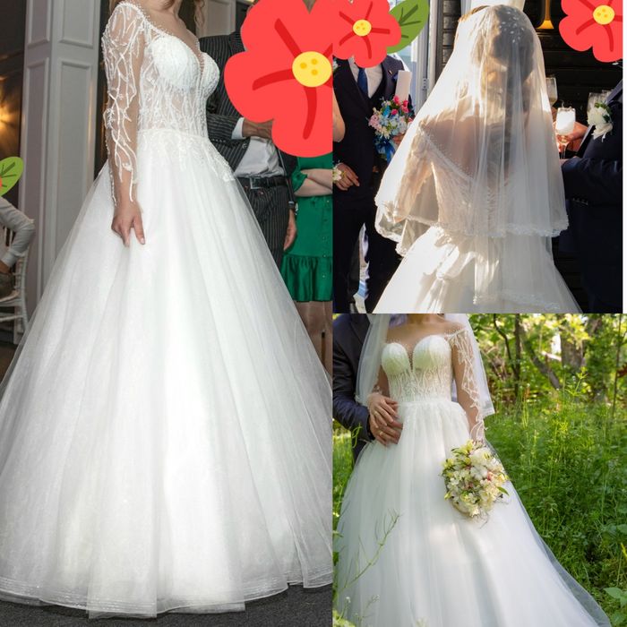 Rochie de mireasa, marime XS cu cerc si voal cadou