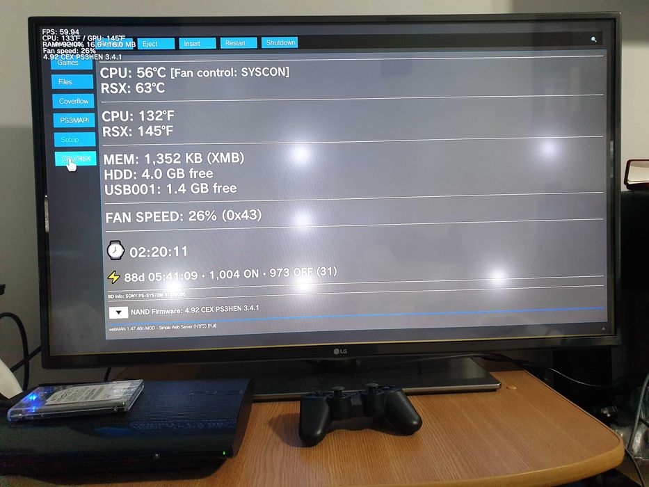 PS3 modat HEN 160 + 80 GB & 35 jocuri (GTA, Red Dead, Spider-Man, NFS)