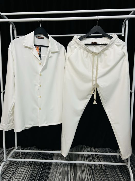 Set barbati crem camasa + pantaloni outfit vara casual elegant premium