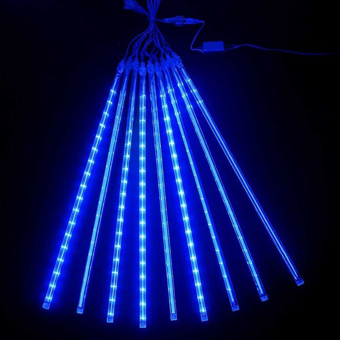 НОВО Коледни лампички падащ сняг СНЕЖНО БЯЛ 3м х 50см 8бр КОЛЕДЕН СВЯТ