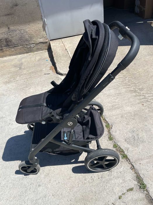 Бебешка количка CYBEX BALIOS S LUX черна с kош за новородено - CYBEX COT S LUX ocean blue син и зимен чувал CYBEX син