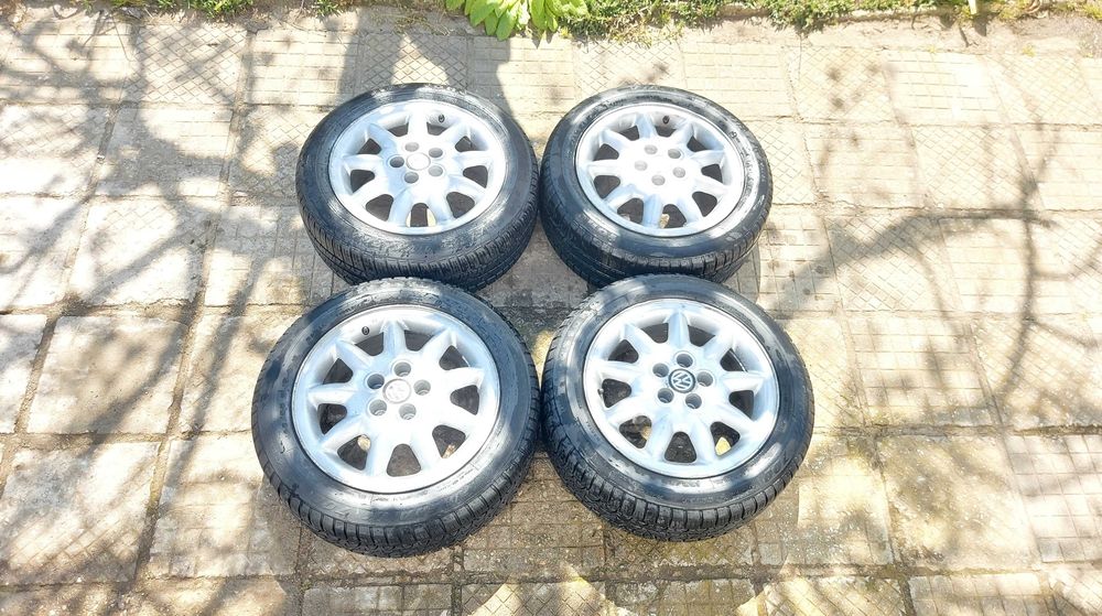 летни гуми с джанти R15 , 5X100 , 195X55 , firestone , стават за фолксваген голф 3