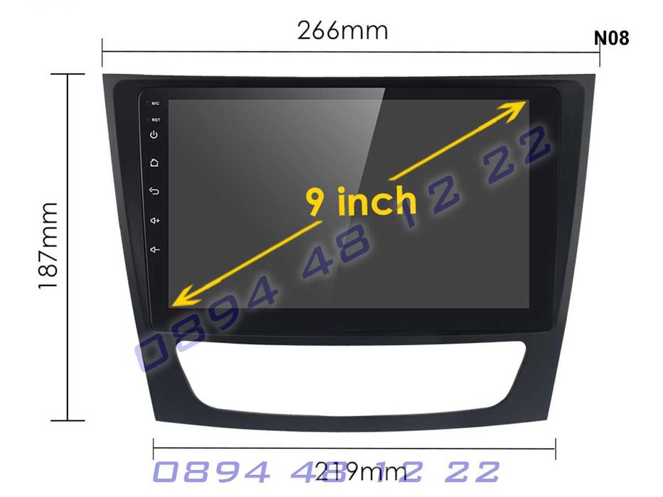 ANDROID 11 Мултимедия 9 Инча GPS Навигация Радио Mercedes W211