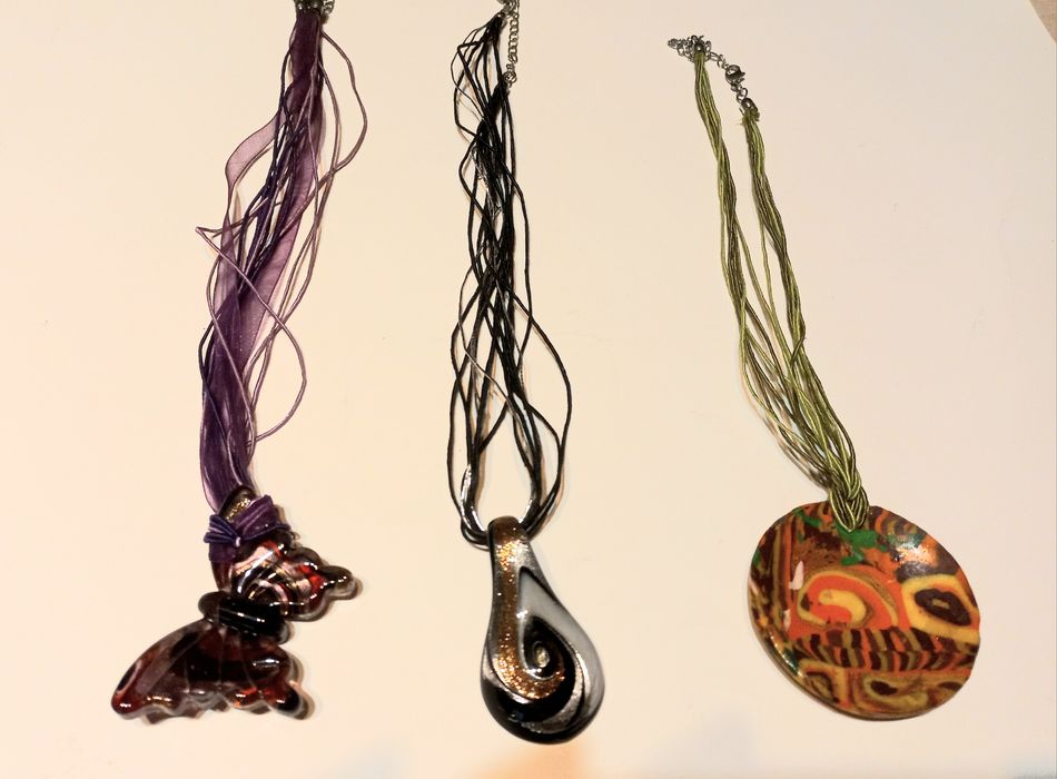 Pandantive sticlă Murano și lemn concav