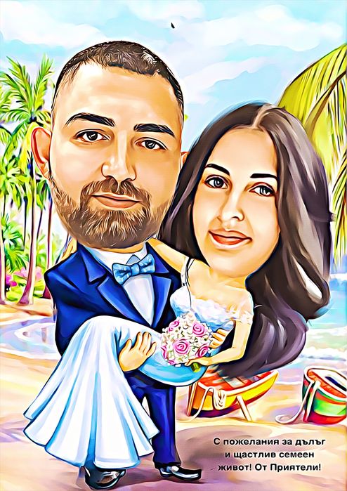 Карикатура от Ваша снимка + рамка ТОП ЦЕНА